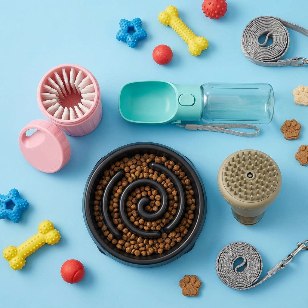 Flat-lay of the Complete Care Set on sky blue