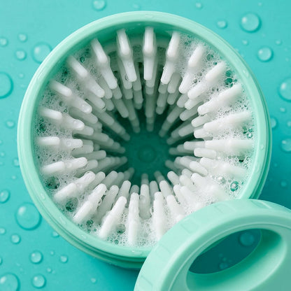 Close-up of soft silicone bristles inside the green Paw Cleaner