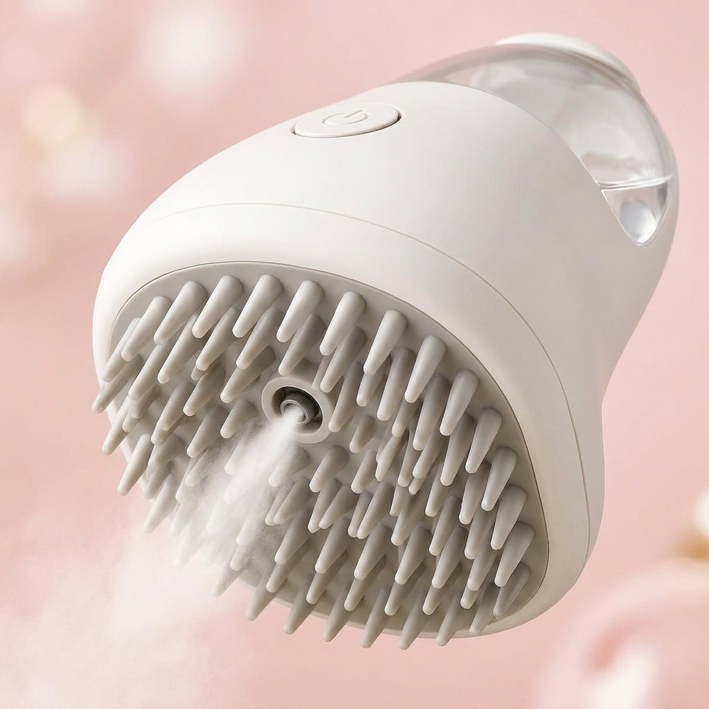 Close-up of the silicone bristles and fine mist