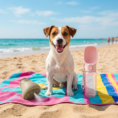 Walk & Groom Set at the beach with a Jack Russell